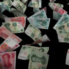 Money symbols banknotes video footage vj loop YUAN