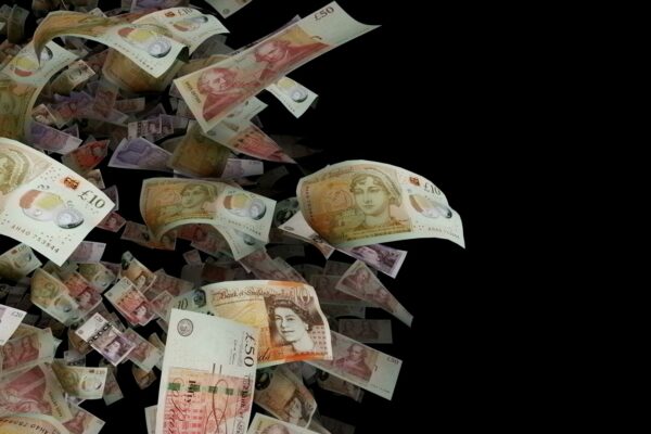 Falling banknotes video footage