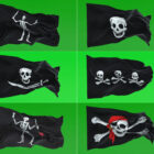 Pirate Flags green screen video footage collection